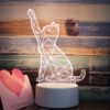 White Base Creative 3D Tricolor LED Decorative Night Light, Button Plug Version, Cat, Iorn Tower, I Love You, Plain Sailing, Owl, Jellyfish, Love Balloon Bear, Castle in the Sky, Have You All the Way, Love Bear, Deer, Geometric Horse, Castle, Heart...
