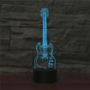 Five-string Guitar Shape 3D Colorful LED Vision Light Table Lamp, USB & Battery Version