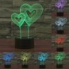 Double Heart Balloon Style 3D Touch Switch Control LED Light , 7 Color Discoloration Creative Visual Stereo Lamp Desk Lamp Night Light