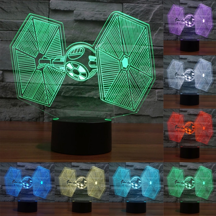 TIE Fighter Style 3D Touch Switch Control LED Light , 7 Color Discoloration Creative Visual Stereo Lamp Desk Lamp Night Light