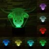 Cow Style 3D Touch Switch Control LED Light , 7 Colour Discoloration Creative Visual Stereo Lamp Desk Lamp Night Light