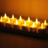 12 PCS Flameless LED Tealight Flicker Candle Light, Rechargeable Home Decoration Light with Charging Board