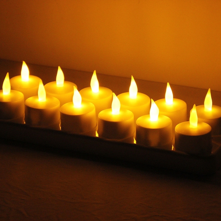 12 PCS  Flameless LED Tealight Flicker Candle Light, Rechargeable Home Decoration Light with Charging Board