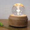 Girl Bedside Lamp Crystal Ball Wooden Base Music Box Charging Glow Rotating Night Light, Random Music, Ballet, Castle, Unicorn, Flying Pig, Dogs, Drawing Girl, Whale, Deer, Deer Head, Cat, Mermaid, Dandelion, Balloon Bear, Christmas Tree, Double Pig...