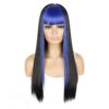Color Bleaching And Dyeing Double Sideburns With Bangs Long Straight Hip-Hop Wig, Gem Blue Bleaching Black, Red Bleaching Black, Violet Bleaching Black, Coffee Bleaching Black, Smoke Pink Bleaching Black, Rice White Bleaching Black