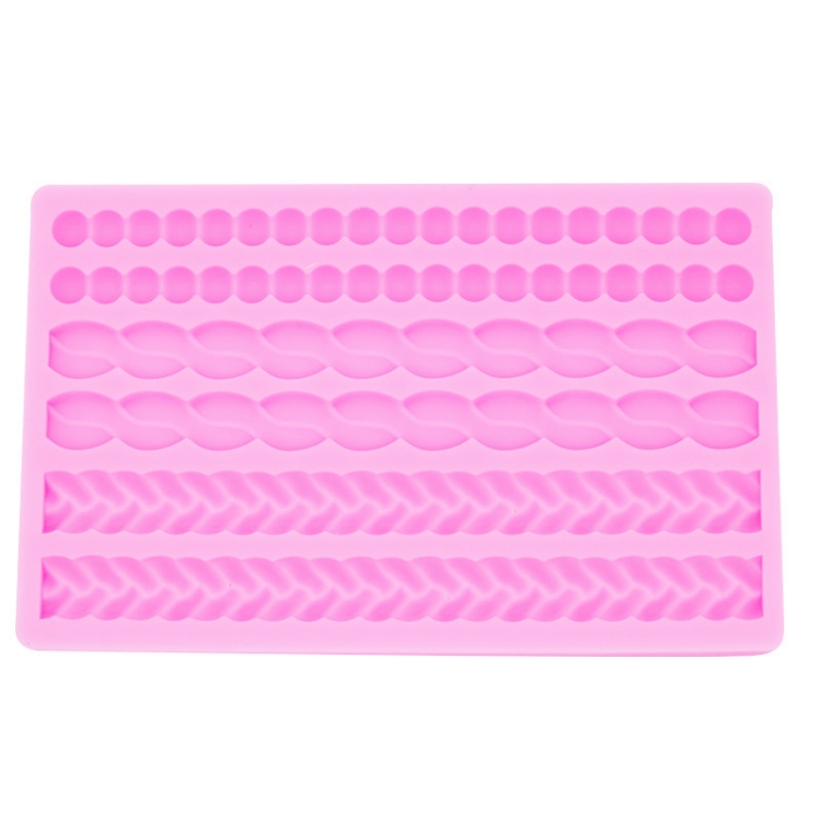 Pearl Twist Braided Fondant Cake Silicone Mold, Pink, Grey