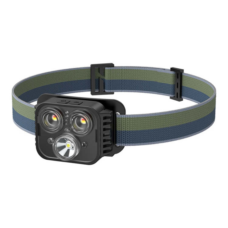 USB Charging Running Strong Bald Headlight Fishing Camping Waterproof Light, Style:, 3 Light Head, 5 Light Head