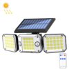 Outdoor Triple Head 224LEDs Dual Sensor Solar Wall Light Rotating Body Sensor Light Garden Home Lighting, Integral, Split