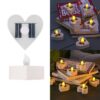 Solar Candle Light Outdoor Courtyard Villa Garden Waterproof Decoration Light, Heart Mode White Shell, Heart Model Red Shell, Round Model White Shell, Round Model Red Shell
