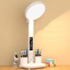 Round Desk Lamp Study Reading Folding Smart Bedside Eye Protection Lamp, Plug-in Model With Clock, Charging Model 3200mAH With Clock, Plug-in Model With Fan, Charging Model 3200mAH With Fan
