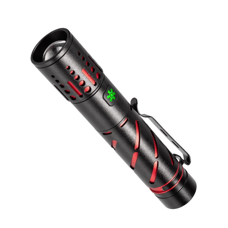 E-SMARTER XQ-S50 Mini Laser Flashlight Retractable Zoom Pen Clip LED Emergency Overhaul Flashlight, XQ-S50