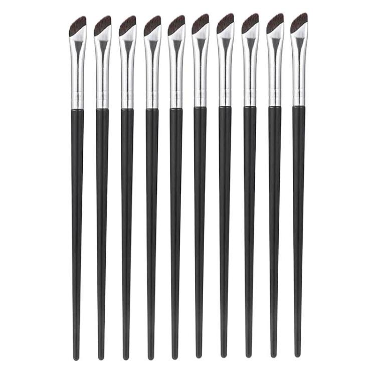 10pcs Angled Ultra-Fine Eyeliner Brush Aegyo-Sal Detail Makeup Brush, Sickle Black, Sickle Brown, Blade