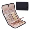 Faux Suede Jewelry Storage Foldable Portable Earring Roll Bag
