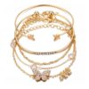 5pcs /Set Bohemian Butterfly Open Cuff Diamond Crystal Bracelet