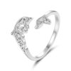 Copper Plated With White Gold Adjustable Ocean Life Opening Ring, YIR302-E, YIR303-E, YIR304-E