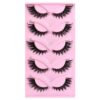 5pair /Set Pink Fox Full-Length Fox-Eye Cat-Eye False Eyelashes Voluminous Curled Realistic Fox-Style Lashes, F04, KZ04, XF01, F01, KY01, XF03, KZ02, KZ09, KY02, 609