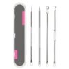 4pcs /Set Stainless Steel Blackhead Removal Needles Tweezers for Beauty Acne Treatment, Silver, Rose Gold