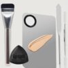 5 In 1 Makeup Foundation Spatula Set with Mixing Palette, Flat Top Foundation Brush and Powder Puffs Cosmetic Mixing Tool
