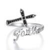 Vintage Cross Copper White Gold Plating Adjustable Ring