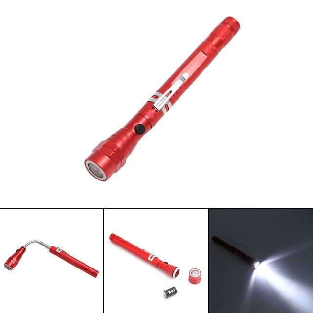 2 PCS 1W Flexible Magnet Camping Fishing Telescopic 360 Degrees Head Flashlight Outdoor Torch Magnetic Pick Up Tool Lamp, Red, Silver, Black, Blue