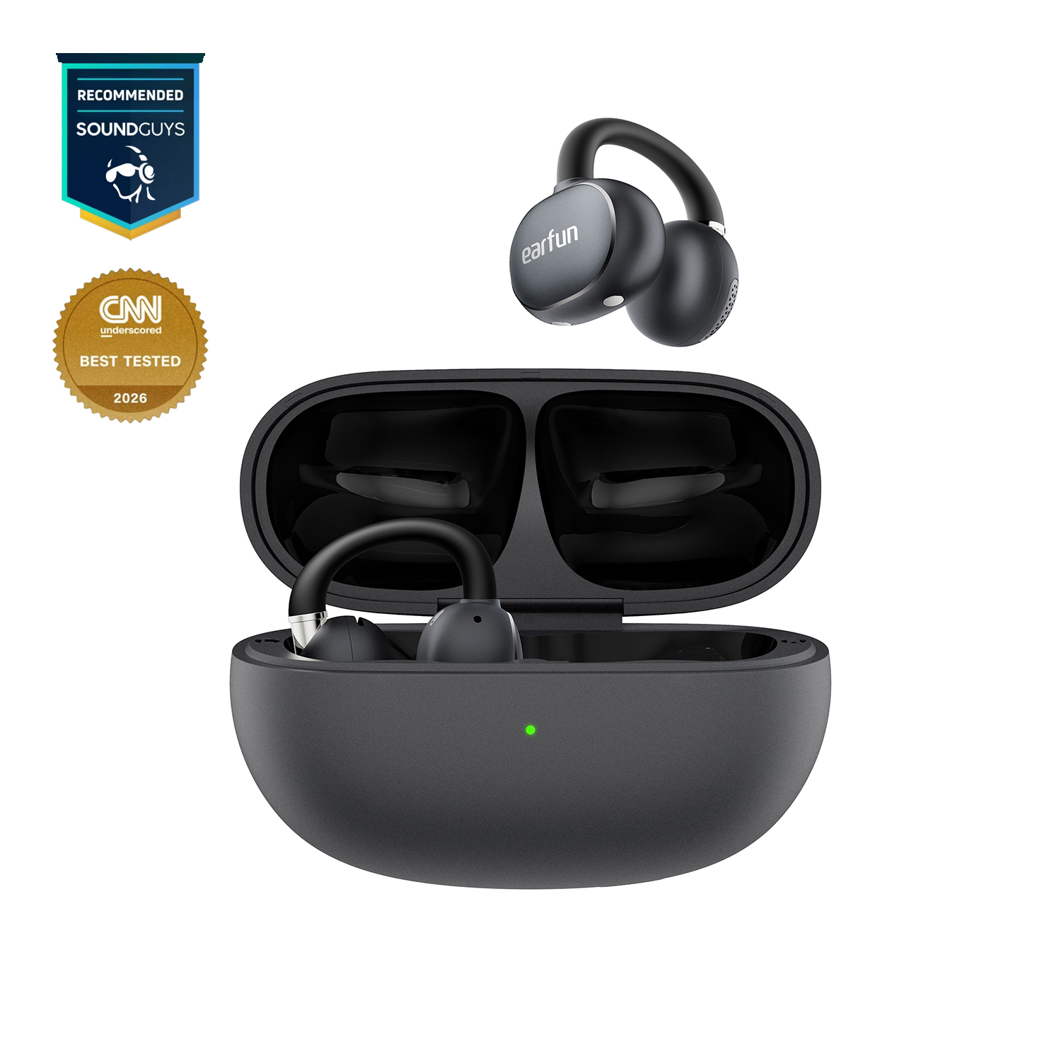 EarFun Clip 2 - Black - The World’s 1st Hi-Res Comfort Ear-Clip Earbuds with AI Translation