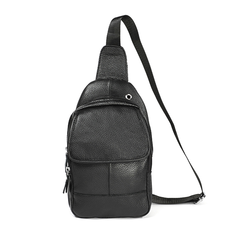 6023 Casual Litchi Texture Soft Face Full-grain Cowhide One Shoulder Crossbody Bag for Men, Black, Coffee, Red, Brown