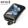 KB152 Butterfly Pattern Zipper Cowhide Leather Organ Shape Multiple Card Slots Anti-magnetic RFID Wallet for Ladies, KB152 Silver, KB152 Colour, KB152 Blue, KB152 Purple