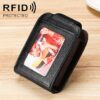KB189 Vertical Cowhide Leather Organ Shape Multiple Card Slots Anti-magnetic RFID Wallet for Ladies, with Transparent Window, KB189 Black, KB189 Coffee, KB189 Purple, KB189 Rose Red, KB189 Sapphire Blue
