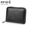 KB195 Zipper Cowhide Leather Double Row Organ Shape Multiple Card Slots Anti-magnetic RFID Wallet Clutch Bag for Ladies, KB195 Black, KB195 Coffee, KB195 Pink, KB195 Purple, KB195 Rose Red