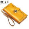 3526 Vintage Oil Wax Texture Large Capacity Long Multi-function Anti-magnetic RFID Wallet Clutch for Ladies