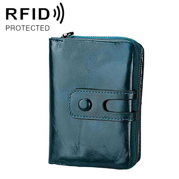 3577 Antimagnetic RFID Men and Women Crazy Horse Texture Leather Zipper Wallet