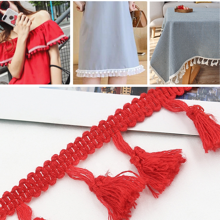 25 Metres 4.5cm Cotton Thread Broom Lace Ribbon Tassel Ethnic For Craft DIY Curtain Home Decorative Clothes Sewing Accessories
