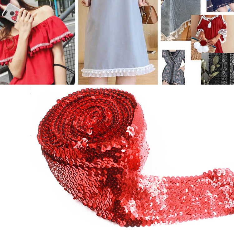 ZP000875 8 Rows Elastic Sequin Lace Webbing DIY Clothing Accessories, Size: 500 x 7.5cm