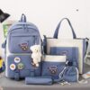5pcs/Set Student Schoolbags, Lightweight and Cute Girls Backpack with Bear