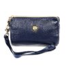 2033 Lady Portable Zipper Leather Wallet Purse Small Cosmetic Bag with Lanyard