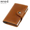 Crazy Horse Genuine Leather Auto Pop-up Aluminum Box RFID Anti-magnetic Card Holder