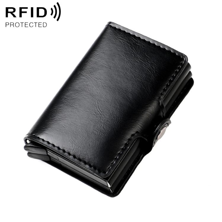 KB251 Oil Wax Texture Double Layer Aluminum Alloy RFID Card Bag