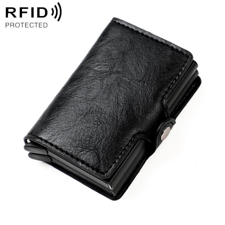 KB252 Crazy Horse Texture Double Layer Aluminum Alloy RFID Card Bag