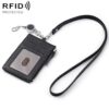 KB175 Easy-pull Buckle Lanyard RFID Document Genuine Leather Card Bag
