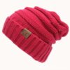 CC Letter Solid Color Wool Hats Concise Knitting Hat, Magenta, Beige, Navy Blue, Red, Black, Baby Blue, Coffee, White, Pink, Beown, Green, Grey, Dark Beige, Khaki