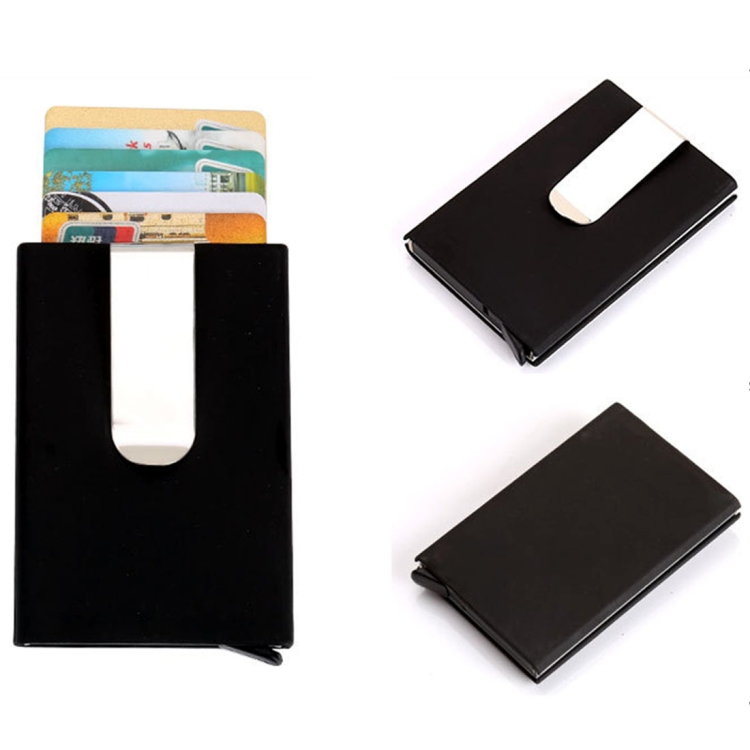 Frosted Antimagnetic Solid Color Credit Card Holder Money Clip Wallet, Size: 10*6.6cm, Black, Coffee, Blue, Red, Yellow