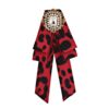 Women Leopard Bow-knot Bow Tie Large Pearl Retro Brooch