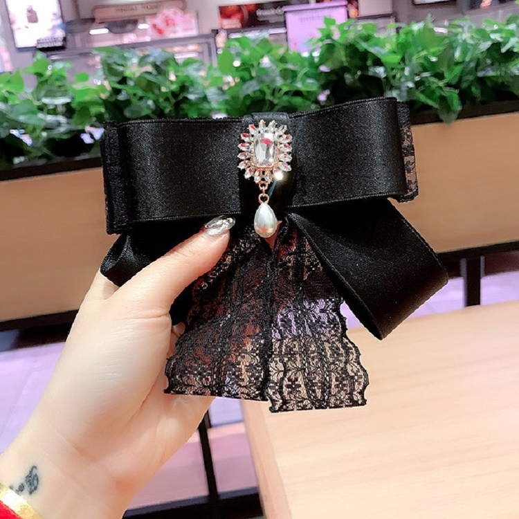 Women Lace Bow-knot Bow Tie Brooch Shirt Accessories
