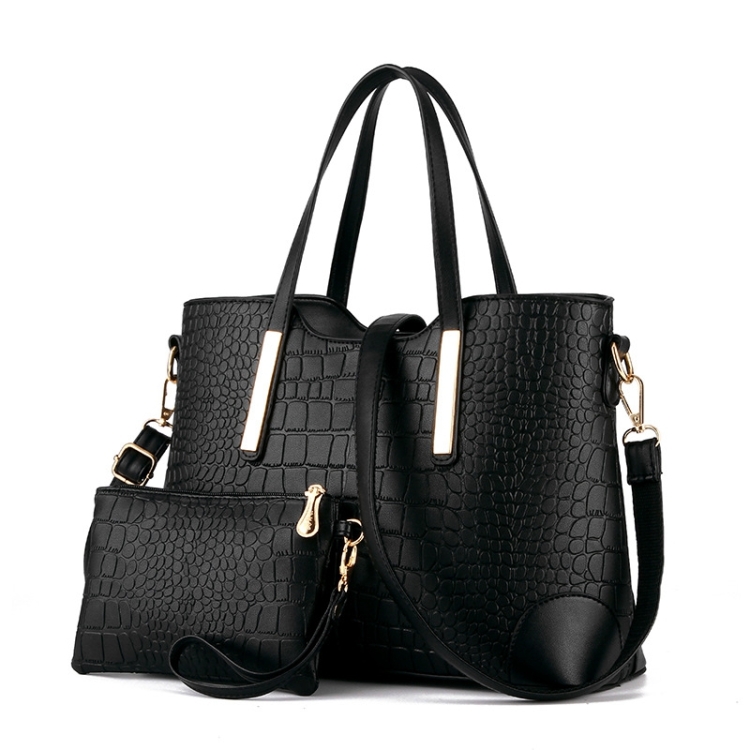 2 in 1 Vintage Messenger Bags Shoulder Handbag Women Crocodile Pattern Composite Bag Leather Wallet