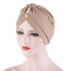 Women Forehead Fold Pearl Decorative Hooded Cap Turban Hat, One Size