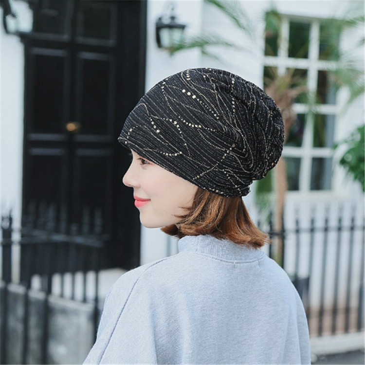 Thin Breathable Lace Wrap Cap Golden Dripping Turban Hat