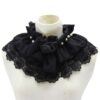 Women Beaded Chiffon Decorative Collar Flowers Folding Polo-neck Shawl Fake Collar
