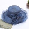 Women Summer Organza Flower Decoration Foldable Sun Hat Bucket Hat Formal Hat