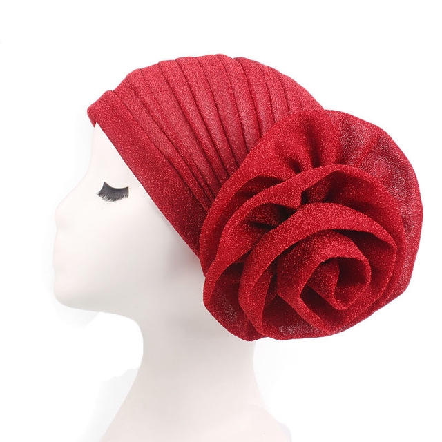 2PCS Bright Wire Plate Fower Turban Cap Chemotherapy Cap