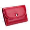 Short Mini Slim Top-grain Leather Wallet Card Bag Zip Coin Pocket, Big Red, Gray, Black, Blue, Pink
